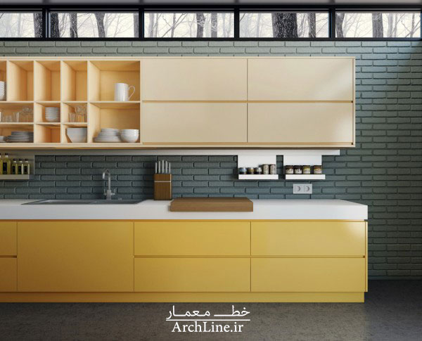 دکوراسیون داخلی آشپزخانه،آشپزخانه به رنگ نارنجی