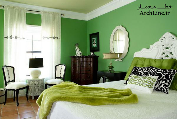 چند ایده استفاده از دیوار با رنگ سبز در دکوراسیون داخلی اتاق خواب
