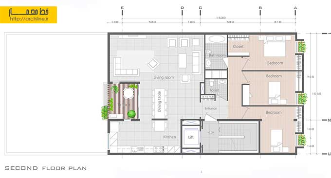 طراحی معماری و طراحی داخلی خانه آپارتمان 144