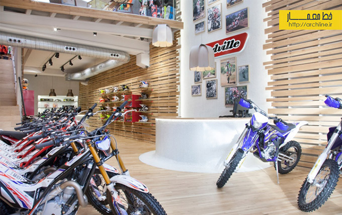 طراحی داخلی فروشگاه موتور سیکلت،دکوراسیون داخلی مغازه موتور