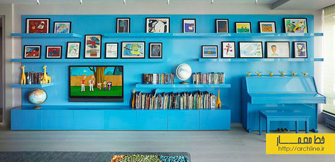 طراحی داخلی آپارتمان رنگارنگ