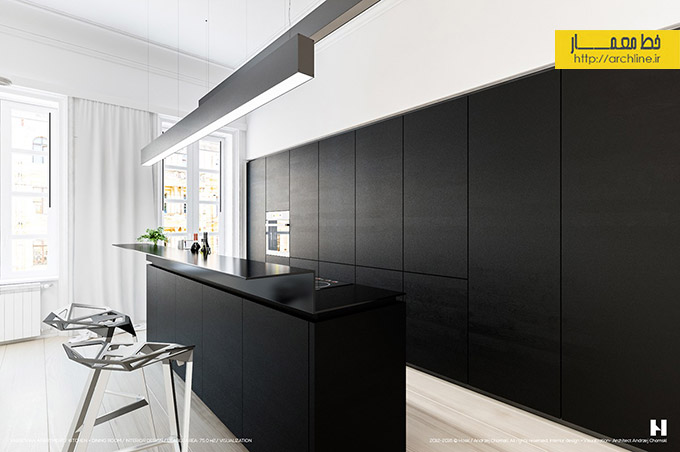 طراحی داخلی آپارتمان سیاه و سفید،دکوراسیون منزل مدرن