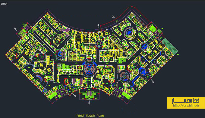 دانلود پلان بیمارستان فایل Dwg،پلان بیمارستان،نقشه معماری بیمارستان