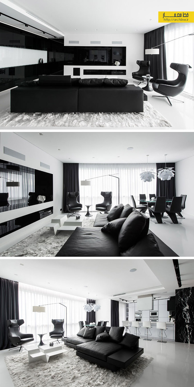 طراحی داخلی آپارتمان سیاه و سفید،دکوراسیون داخلی 2017