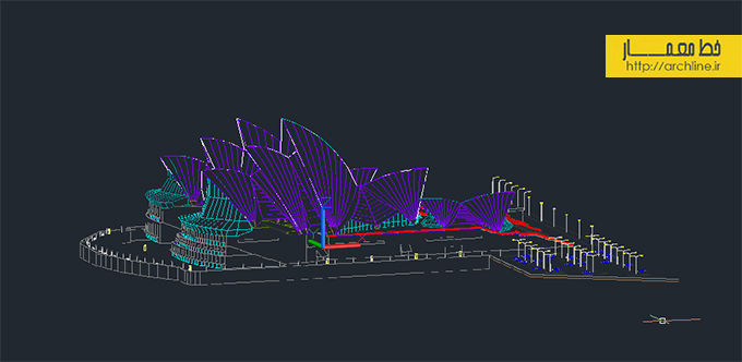 نقشه سه بعدی اپرای سیدنی DWG