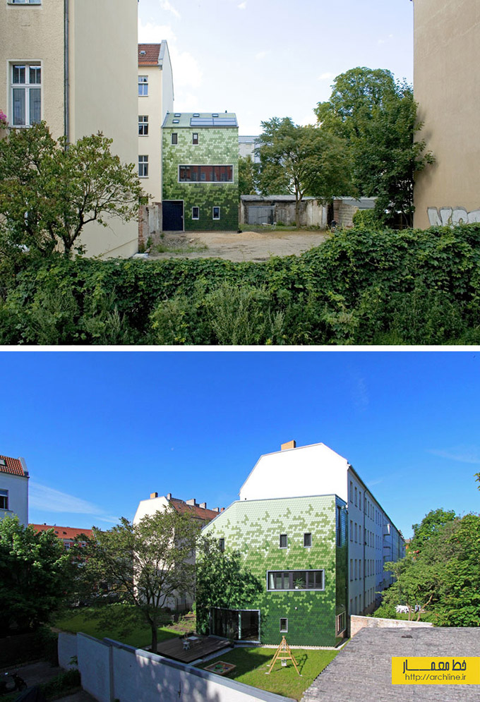 طراحی نمای ساختمان به رنگ سبز