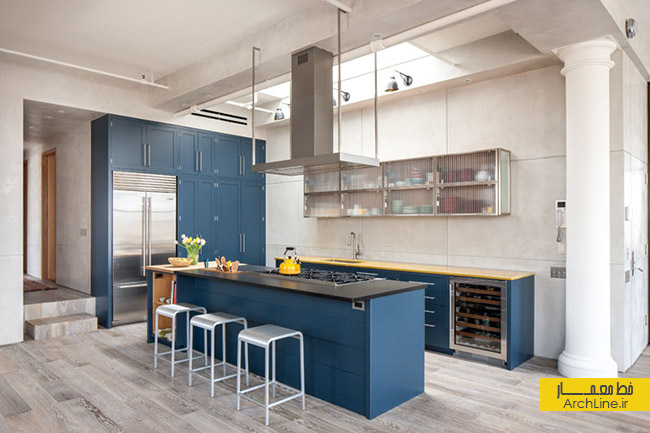 دکوراسیون آشپزخانه،طراحی داخلی آشپزخانه، کابینت آبی تیره
