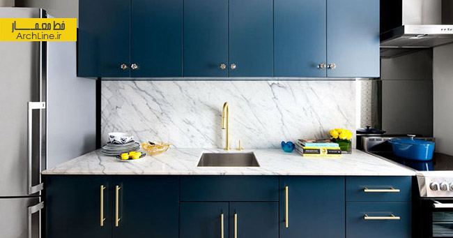 دکوراسیون آشپزخانه،طراحی داخلی آشپزخانه، کابینت آبی تیره