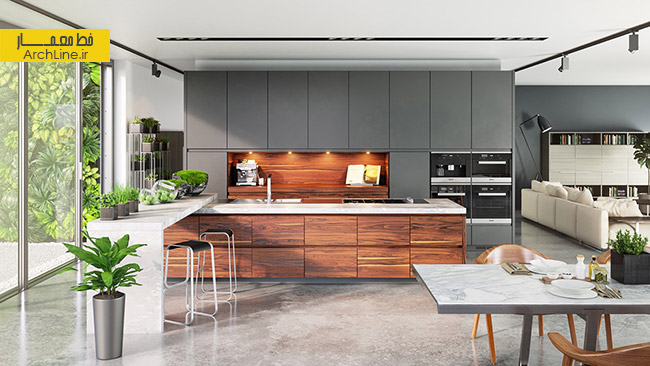 cool-grey-and-warm-wood-kitchen-concrete-floor