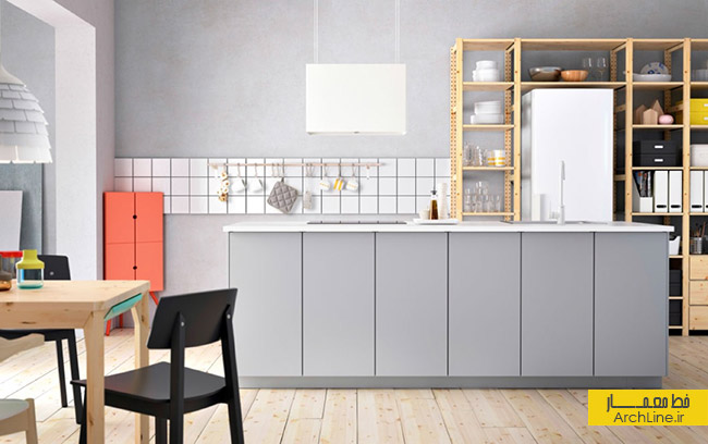 white-and-grey-ikea-kitchen-wood-bookcase-shelving