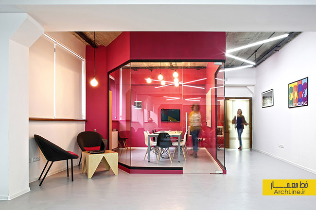 طراحی داخلی دفترکار،تفکیک فضا با رنگ