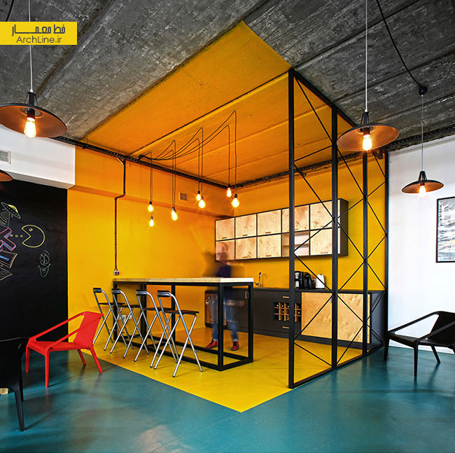 طراحی داخلی دفترکار،تفکیک فضا با رنگ