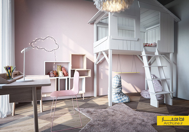 دکوراسیون اتاق خواب کودک،طراحی داخلی اتاق کودک با کاغذ دیواری،طراحی دیوار اتاق کودک 