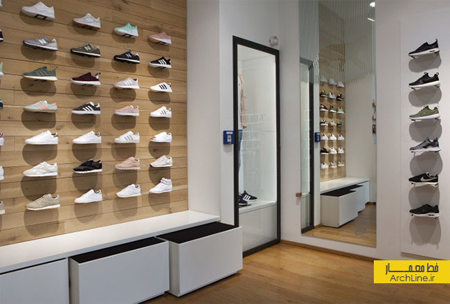 طراحی داخلی فروشگاه کفش،دکوراسیون مغازه کفش فروشی،دیزاین مغازه کیف و کفش