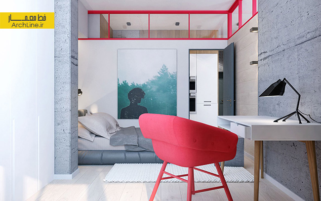 طراحی داخلی آپارتمان،دکوراسیون منزل،رنگ قرمز در طراحی داخلی