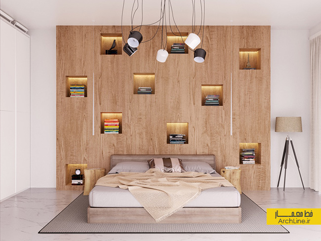 شلف کتاب،طراحی داخلی اتاق خواب،کتابخانه برای اتاق خواب،دکوراسیون اتاق خواب