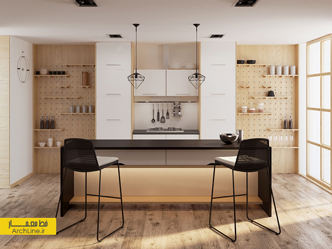 طراحی داخلی آشپزخانه،دکوراسیون آشپزخانه،نورپردازی آشپزخانه
