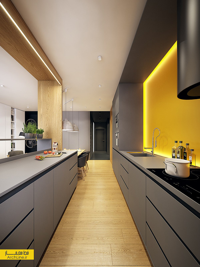 طراحی داخلی آشپزخانه،دکوراسیون آشپزخانه،نورپردازی آشپزخانه