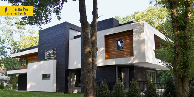 طراحی نمای ساختمان،نمای ساختمان سیاه رنگ،طراحی نمای ویلا،نمای مسکونی مدرن