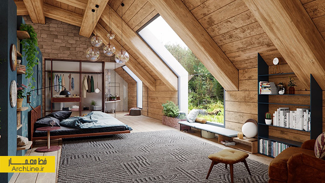 طراحی داخلی خانه،طراحی خانه چوبی،طراحی خانه ویلایی جنگلی
