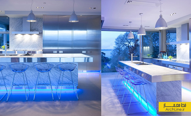 طراحی داخلی آشپزخانه،دکوراسیون آشپزخانه،دکوراسیون آشپزخانه با رنگ آبی