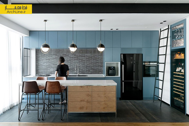 طراحی داخلی آشپزخانه،دکوراسیون آشپزخانه،دکوراسیون آشپزخانه با رنگ آبی