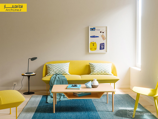 طراحی داخلی آپارتمان،دیزاین نشیمن،دکوراسیون نشیمن به رنگ آبی
