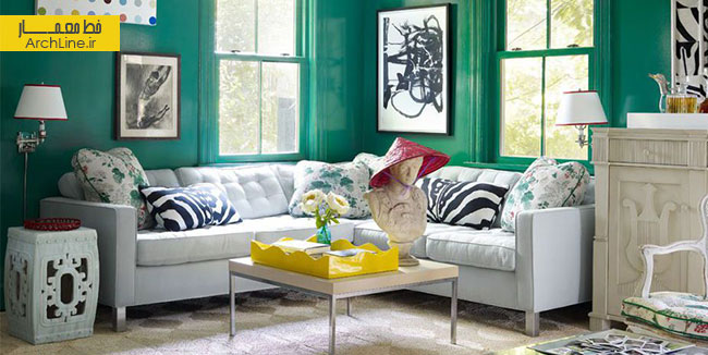 طراحی داخلی اتاق نشیمن، رنگ سبز