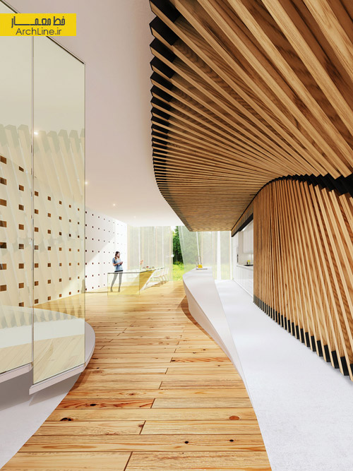 طراحی ویلای مدرن، چوب در نمای ویلا