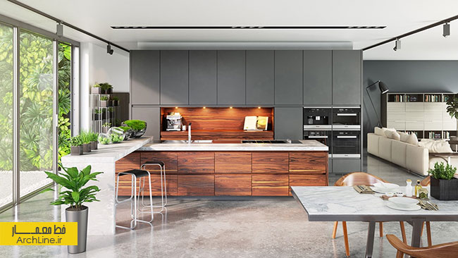 کابینت چوبی مدرن، دکوراسیون آشپزخانه