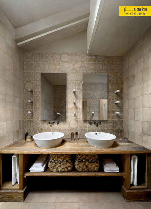طراحی داخلی حمام به سبک روستیک