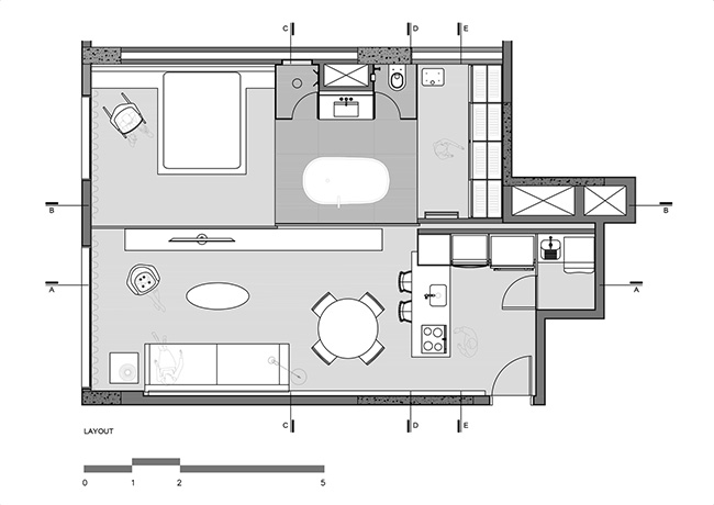 طراحی داخلی آپارتمان زیر 65 متر