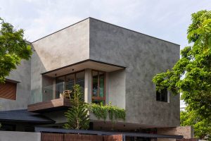 کاربرد چوب و بتن در نما ویلا