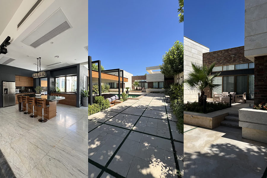 معماری ویلا حیاط