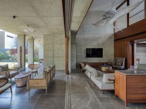 بتن و چوب در طراحی ویلا