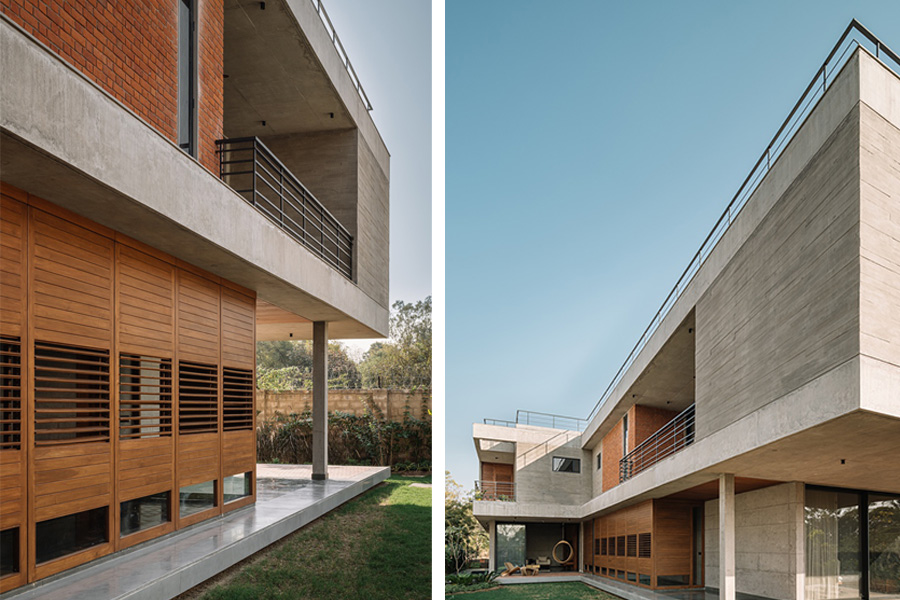 بافت بتن و آجر در نما ویلا